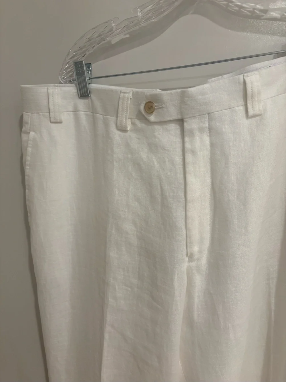Lauren Ralph Lauren White 100% Linen Trouser Pants Beach Wedding Resort 40 x 32